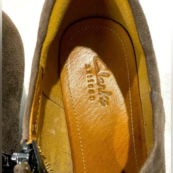Women’s Clark’s Artisan Brown Leather Zip Ankle Boot Bootie Wedge Heel Shoes 7 M - Picture 3 of 11